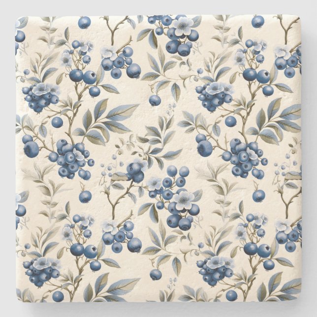 Vintage Blaubeere Steinuntersetzer (Vorderseite)