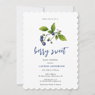Vintage Blaubeeren Berry süße Babyparty Einladung