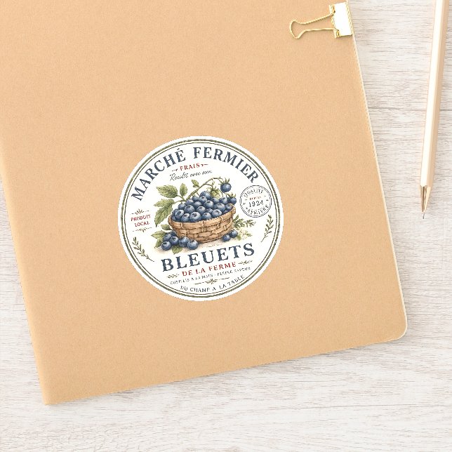 Vintage Blaubeeren Etikett (Notizbuch)