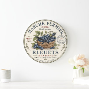 Vintage Blaubeeren Etikett Große Wanduhr