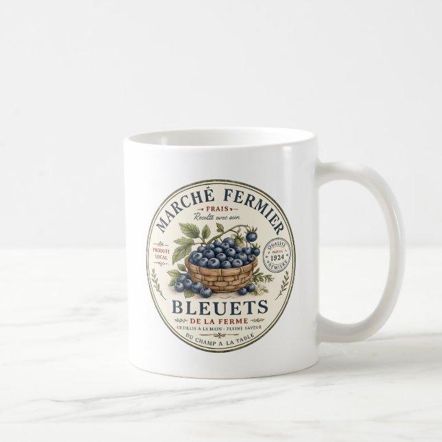 Vintage Blaubeeren Etikett Kaffeetasse (Rechts)