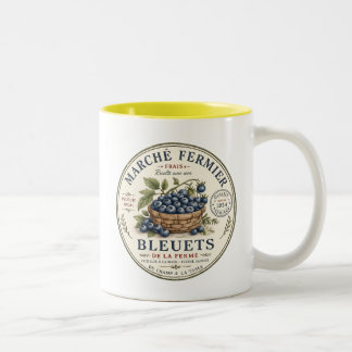 Vintage Blaubeeren Etikett Zweifarbige Tasse