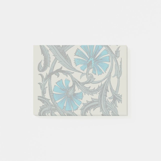 Vintage blaue antike Blume Kunsthandwerk rustikal Post-it Klebezettel (Vorderseite)