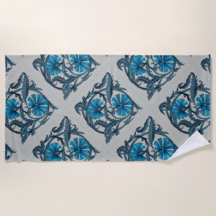 Vintage blaue antike Blume Kunsthandwerk rustikal Strandtuch