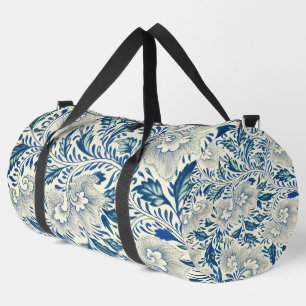 Vintage Blaue Asiatische Blumenmuster: Antike Chin Duffle Bag