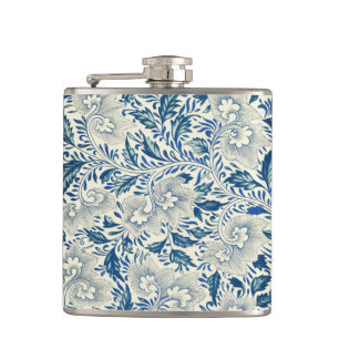 Vintage Blaue Asiatische Blumenmuster: Antike Chin Flachmann