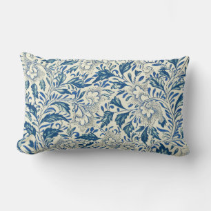 Vintage Blaue Asiatische Blumenmuster: Antike Chin Lendenkissen