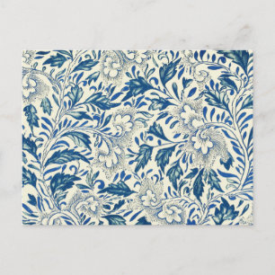 Vintage Blaue Asiatische Blumenmuster: Antike Chin Postkarte