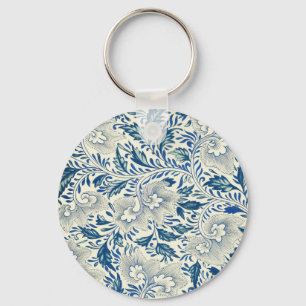 Vintage Blaue Asiatische Blumenmuster: Antike Chin Schlüsselanhänger