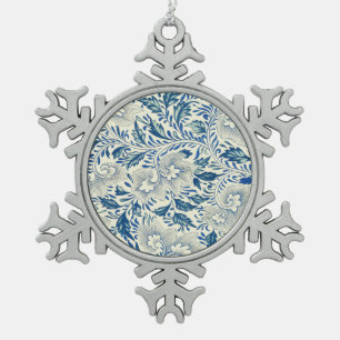 Vintage Blaue Asiatische Blumenmuster: Antike Chin Schneeflocken Zinn-Ornament