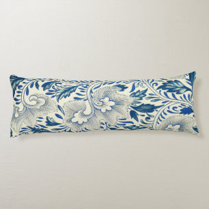 Vintage Blaue Asiatische Blumenmuster: Antike Chin Seitenschläferkissen