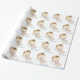 Vintage Blaue Babyparty-Geschenkpapier Geschenkpapier