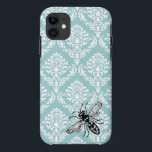 Vintage blaue Bienen-Hornisse iPhone Abdeckung des Case-Mate iPhone Hülle<br><div class="desc">Entwurf durch Jill McAmis © 2012. Wenn Sie die Hilfe benötigen,  die Ihr Produkt besonders anfertigt,  treten Sie mit mir bitte in Verbindung,  indem Sie den Umschlag unter dem Produkt anklicken.</div>