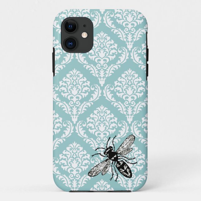 Vintage blaue Bienen-Hornisse iPhone Abdeckung des Case-Mate iPhone Hülle (Rückseite)