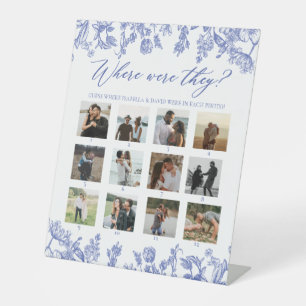 Vintage blaue Blume, wo sie Brautparty waren Sockelschild