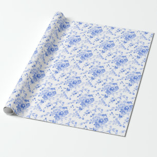 Vintage blaue Blumen-Blumenmuster Geschenkpapier