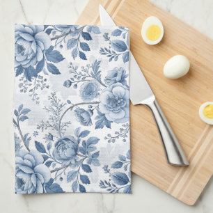vintage blaue Blumen Geschirrtuch