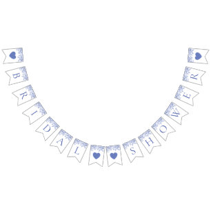 Vintage blaue Blumen-Hochzeitsshower-Girlande Wimpelkette