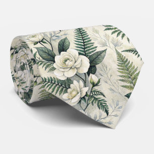 Vintage Blaue Blumige Botanische Muster (4) Krawatte