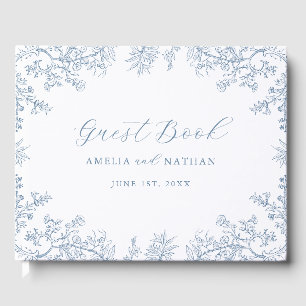 Vintage Blaue Blumige Hochzeit  Gästebuch