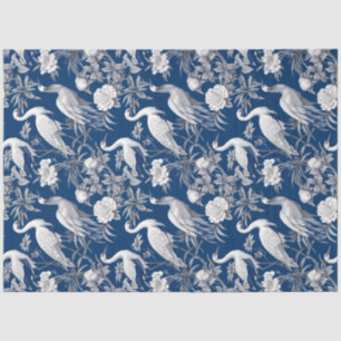 Vintage Blaue China Vögel und Blume Seidenpapier