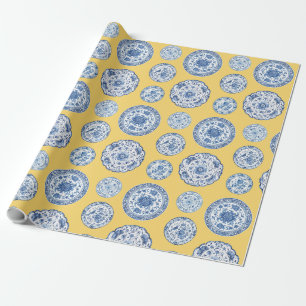 Vintage Blaue Chinoiserie-Teller für jeden Anlass  Geschenkpapier