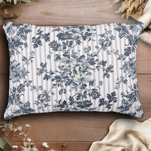 Vintage Blaue Chintz- und Pinstreifenmuster Dekokissen