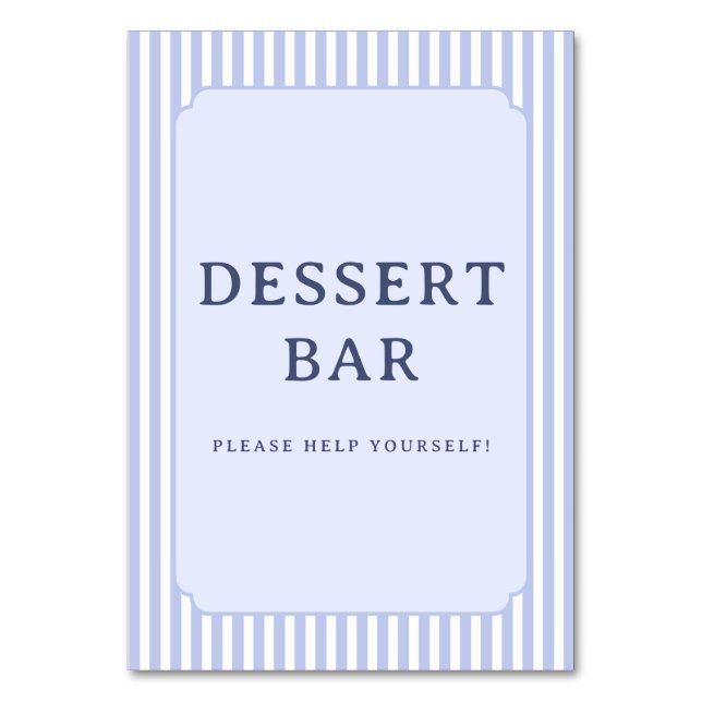 Vintage Blaue Dessertbar-Tafel Tischnummer (Vorderseite)