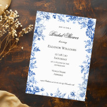 Vintage Blaue Floral Toile Brautparty