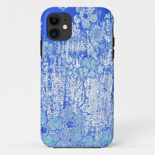 Vintage-blaue floraler Grunge-Wandhintergrund Case-Mate iPhone Hülle