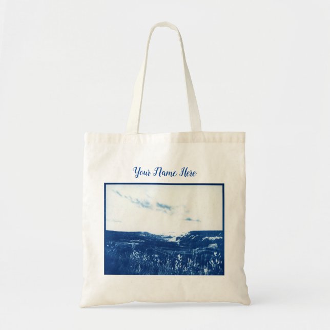 Vintage blaue Fotografie Tote Bag Tragetasche (Vorne)