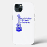 Vintage blaue Gitarre mit inspirierenden Worten