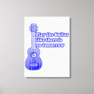 Vintage blaue Gitarre mit inspirierenden Worten Leinwanddruck