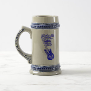Vintage blaue Gitarre mit motivierend Worten Bierglas