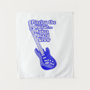 Vintage blaue Gitarre mit motivierend Worten Wandteppich