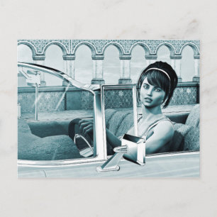Vintage-Blaue-Glamour-Frauenporträt-Kunst Postkarte