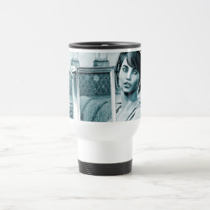 Vintage-Blaue-Glamour-Frauenporträt-Kunst Reisebecher