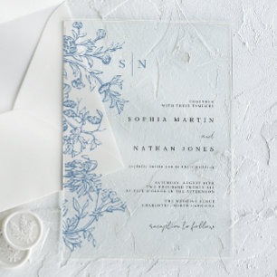 Vintage Blaue Hochzeit  Acryleinladungen