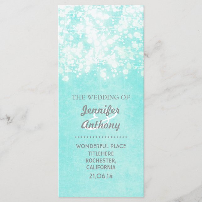 Vintage blaue Hochzeitsprogramme Programm (Vorderseite)