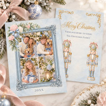 Vintage Blaue Hortensien-Nussknacker-Weihnachtsfot