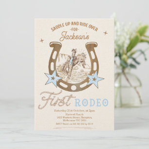 Vintage Blaue Hufeisen Erste Rodeo 1. Geburtstag Einladung