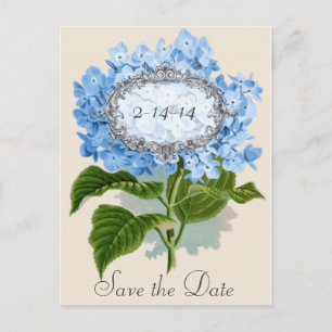 Vintage blaue Hydrangea-Rahmen-Save the Date Karte