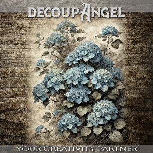 Vintage blaue Hydrangeas - Decoupage - Seidenpapier