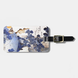 Vintage blaue japanische Kunst Gepäckanhänger