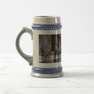 Vintage Blaue Karosse in nebliger Stadtlandschaft  Bierglas