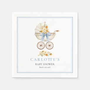 Vintage Blaue Kinderwagen-Baby-Party Personalisier Serviette