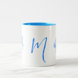 Vintage blaue Krabbe - mit Monogramm Zweifarbige Tasse