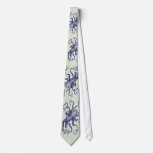 Vintage blaue Krake tie2 Krawatte