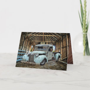 Vintage Blaue Lastwagen Rustikale Scheune Dankesch Dankeskarte