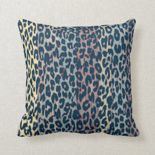 Vintage blaue Leopard-Druck-Haut Kissen